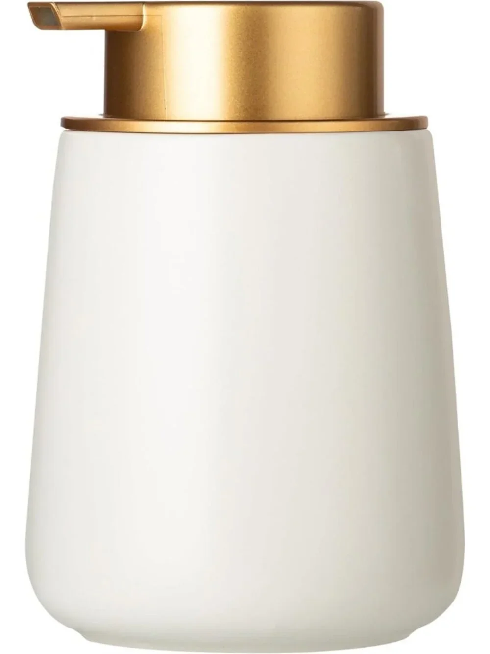 Elegant White Ceramic Soap & Lotion Dispenser with Gold Pump | 12oz Refill
